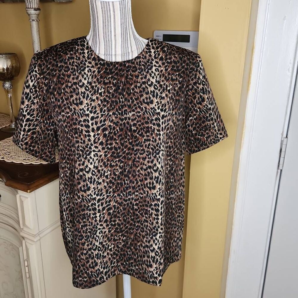 K arnold animal print blouse women's size M